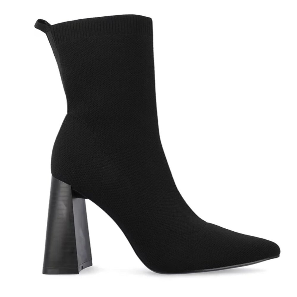 Journee Collection Women's Noralinn Knit Stacked Heel Dress Booties 7WD